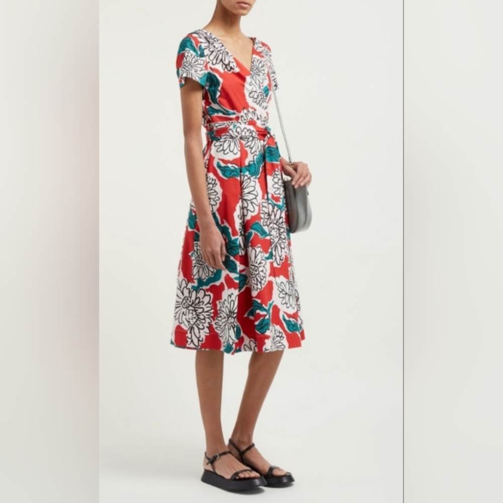 MAXMARA Weekend "Oronte" Ragtime Floral Cotton Wrap Dress | 10